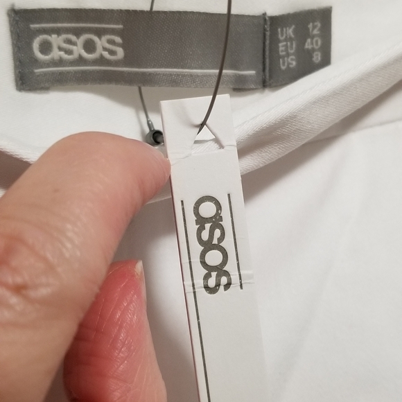 NWT ASOS 🇬🇧 White A-line mini skirt scalloped hem - Picture 4 of 7